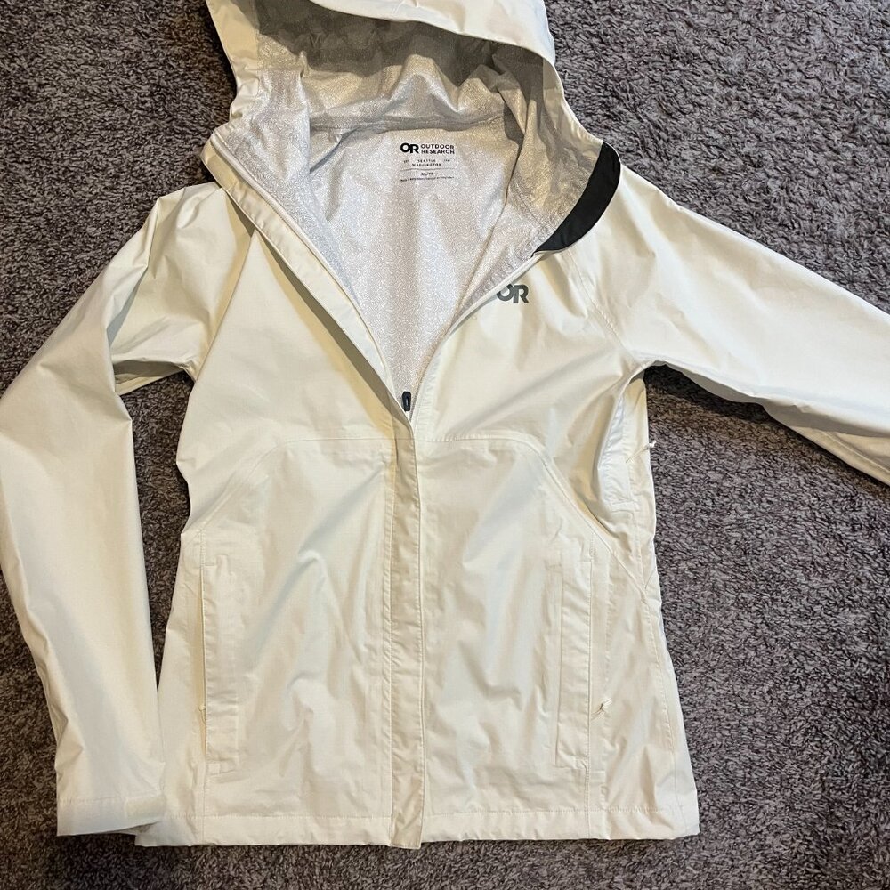 Outdoor Research Rain Jacket; Cream, size XS - Picture 3 of 3